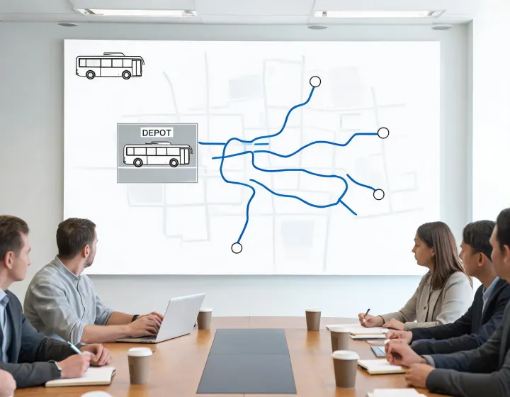 Electric bus route and depot planning board