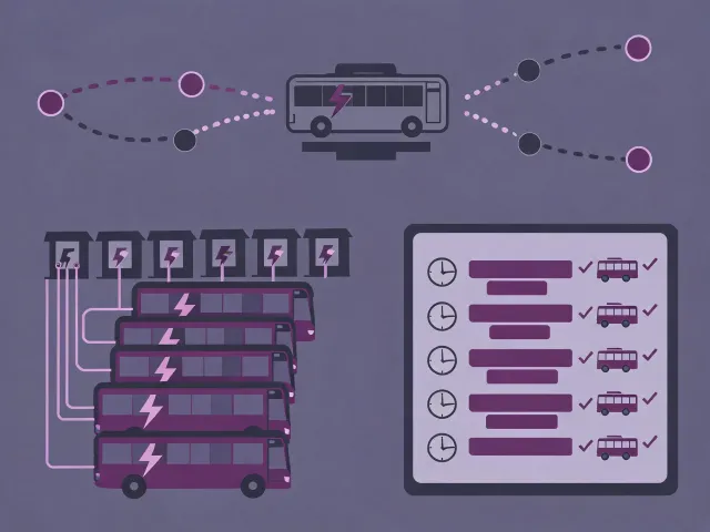 Electric bus depot route and charging planning illustration