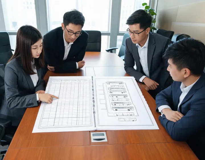 Procurement team reviewing an electric bus specification matrix